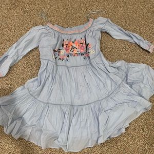 Free people shoulder blue floral dress
